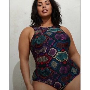 Torrid Bathing‎ Suit Swimsuit One Piece Snake Print Black Multicolor Size 2